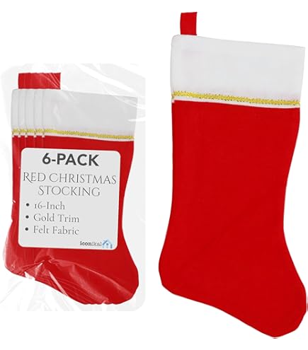 Amazon.com: Iconikal 6-Pack Felt Christmas Stocking, White & Red